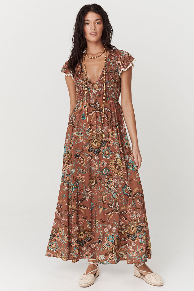 Mojave Lily Shirred Maxi Dress